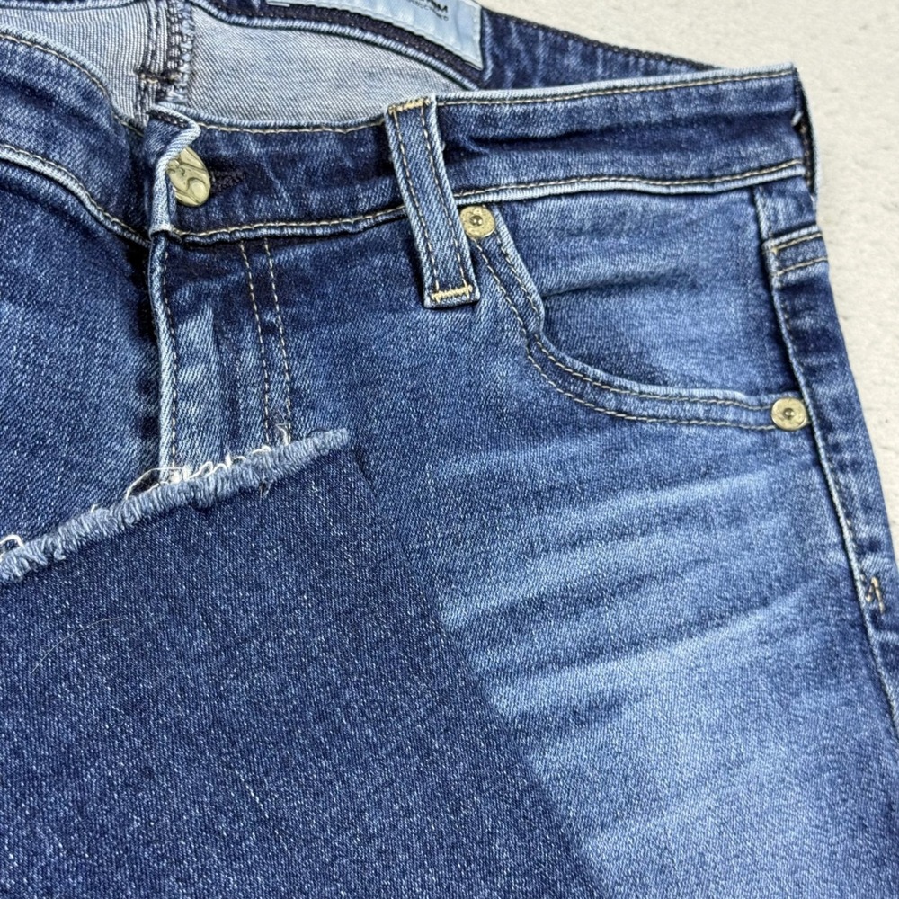 AG Adriano Goldschmied The Stilt Crop Cigarette Jeans Raw Hem Blue Denim 28